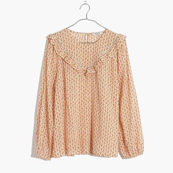 Brand New Madewell Ruffle-Yoke Prairie Top in Cutout Blooms - Picture 1 of 8
